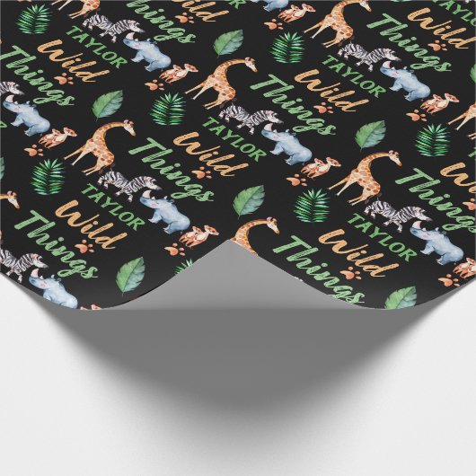 Wild Things Safari Dier Kids Verjaardagsfeest Cadeaupapier (Hoek)