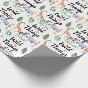 Wild Things Safari Dier Kids Verjaardagsfeest Cadeaupapier