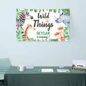 Wild Things Safari Dier Kids Verjaardagsfeest Spandoek (Beurs)