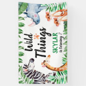 Wild Things Safari Dier Kids Verjaardagsfeest Spandoek (Verticaal)