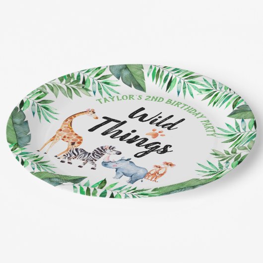 Wild Things Safari Dier Wild Things Verjaardag Papieren Bordje (Gekanteld)