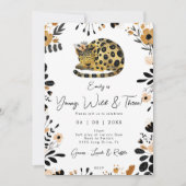Wild Three Leopard Bloemen 3e verjaardag uitnodigi Kaart (Voorkant)