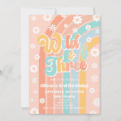 Wild & Three Rainbow Daisy 3e verjaardagsfeestje Kaart (Voorkant)