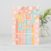 Wild & Three Rainbow Daisy 3e verjaardagsfeestje Kaart (Staand voorkant)