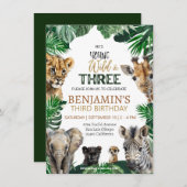 Wild & Three Safari verjaardagsuitnodiging Kaart
