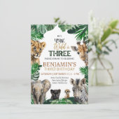 Wild & Three Safari verjaardagsuitnodiging Kaart