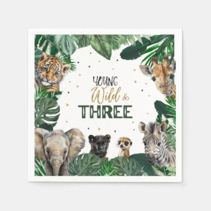 Wild & Three Safari verjaardagsuitnodiging Servet