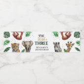 Wild & Three Safari verjaardagsuitnodiging Waterfles Etiket (Enkel label)