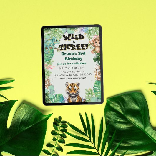 Wild & Three, Watercolor Jungle Verjaardag Kaart