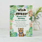Wild & Three, Watercolor Jungle Verjaardag Kaart (Staand voorkant)