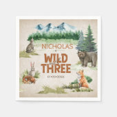 Wild Three Woodland Animal 3e verjaardagsfeestje Servet (Voorkant)