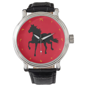 Wild Tibetaans Paard Running & Tibet Nummers Horloge