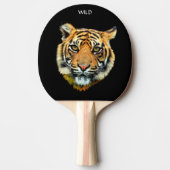 Wild Tiger Animal Face op Black Tafeltennisbatje (Voorkant)