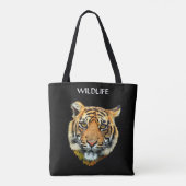 Wild Tiger Animal Face op Black Tote Bag (Achterkant)