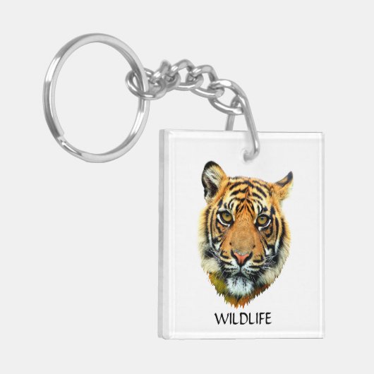 Wild Tiger Animal Face Sleutelhanger (Voorkant Links)