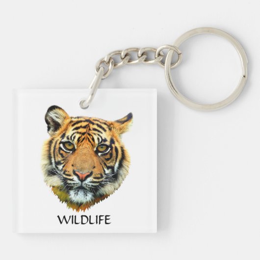 Wild Tiger Animal Face Sleutelhanger (Achterkant)