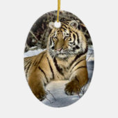 Wild Tiger Art kerstversiering Keramisch Ornament (Voorkant)