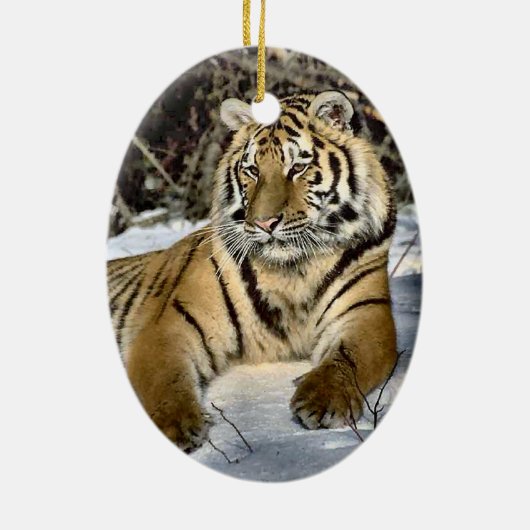 Wild Tiger Art kerstversiering Keramisch Ornament (Achterkant)