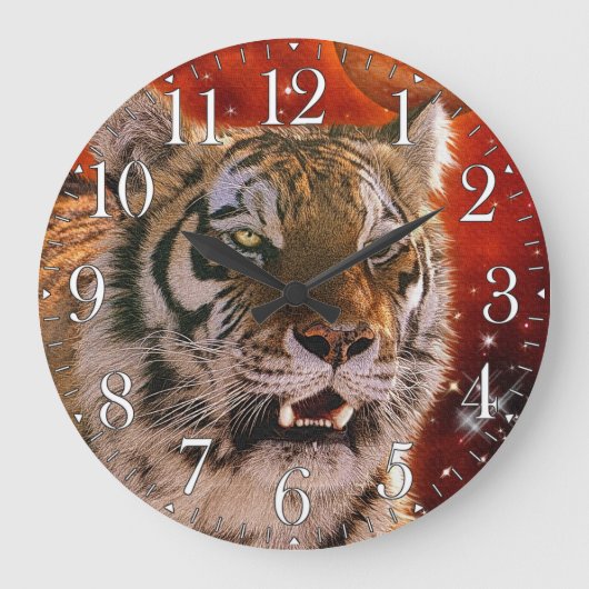 Wild Tiger Big Cat Art Animal-lover Wall Clock Grote Klok (Voorkant)