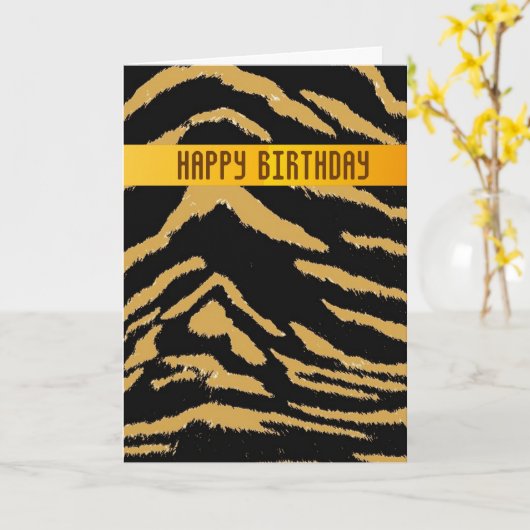 Wild Tiger Birthday Kaart (Gele Bloem)