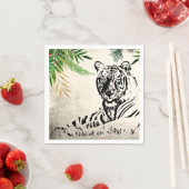 Wild Tiger en Palm Fronds Paradise Servet (Insitu)