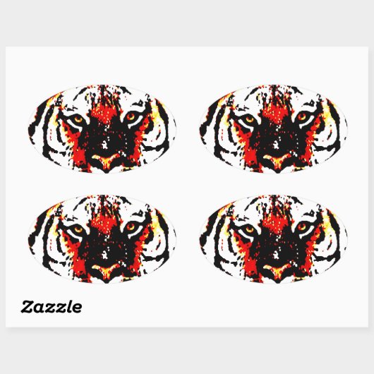 Wild Tiger Eyes Ovale Sticker (Vel)