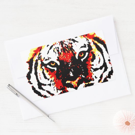 Wild Tiger Eyes Rechthoekige Sticker (Envelop)