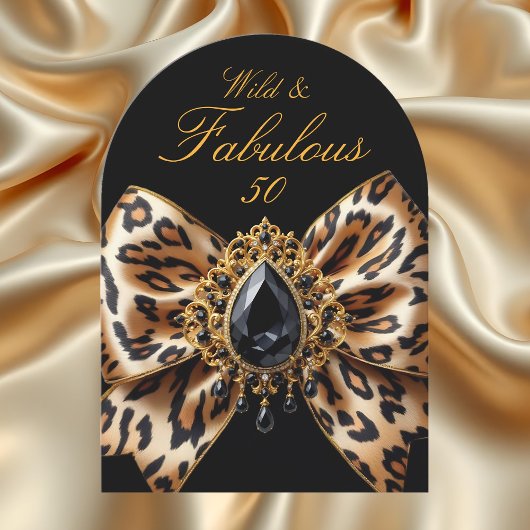 Wild Tiger Fabulous 50 Verjaardag Bow Black Jewel Kaart