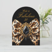 Wild Tiger Fabulous 50 Verjaardag Bow Black Jewel Kaart (Staand voorkant)