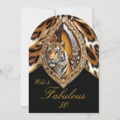 Wild Tiger Face fabulous 50 Verjaardag Bow Jewel Kaart (Voorkant)