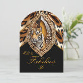 Wild Tiger Face fabulous 50 Verjaardag Bow Jewel Kaart (Staand voorkant)