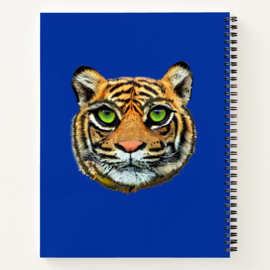 Wild Tiger Face op Blue Notitieboek (Achterkant)