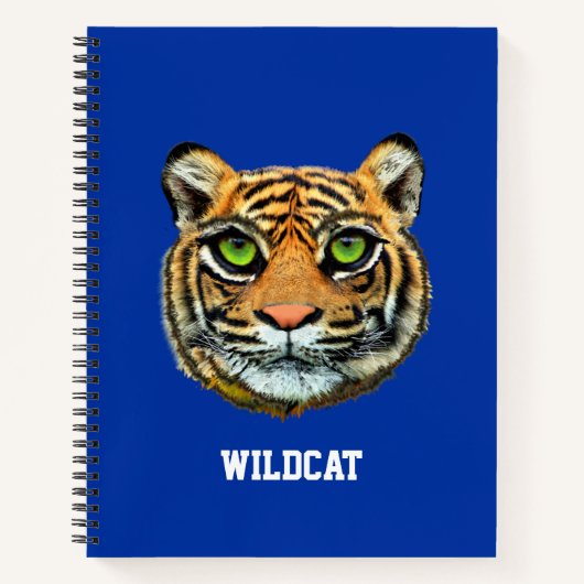 Wild Tiger Face op Blue Notitieboek (Voorkant)