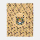 Wild Tiger Face op Tiger Skin Pattern Fleece Deken (Voorkant)