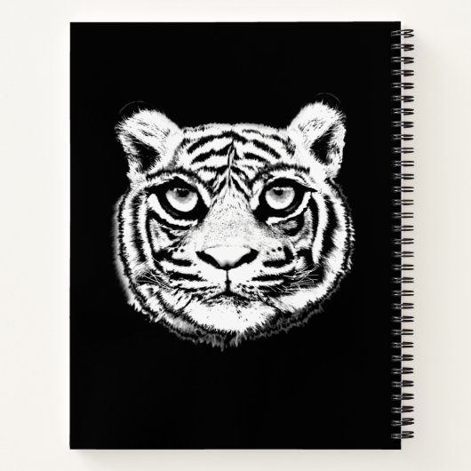 Wild Tiger Face op zwart Notitieboek (Achterkant)