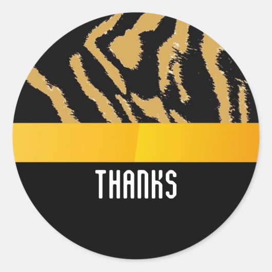 Wild Tiger Fur Pattern Hartelijk dank Ronde Sticker (Voorkant)