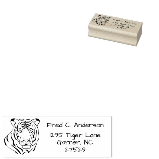 Wild Tiger Head Return Adres Rubber Stempel (Gestempeld)