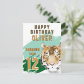 Wild Tiger Head Watercolor Birthday Briefkaart (Staand voorkant)