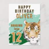 Wild Tiger Head Watercolor Birthday Briefkaart (Voorkant)