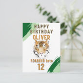 Wild Tiger Head Watercolor Birthday Briefkaart (Staand voorkant)