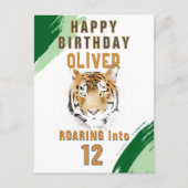 Wild Tiger Head Watercolor Birthday Briefkaart (Voorkant)