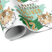 Wild Tiger Head Watercolor Birthday Cadeaupapier (Rol Hoek)