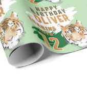 Wild Tiger Head Watercolor Birthday Cadeaupapier (Rol Hoek)