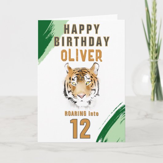 Wild Tiger Head Watercolor Birthday  Kaart (Voorkant)