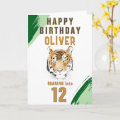 Wild Tiger Head Watercolor Birthday  Kaart (Gele Bloem)