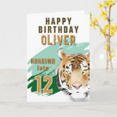 Wild Tiger Head Watercolor Birthday Kaart (Gele Bloem)