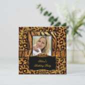 Wild Tiger Leopard Birthday Animal Kaart (Staand voorkant)