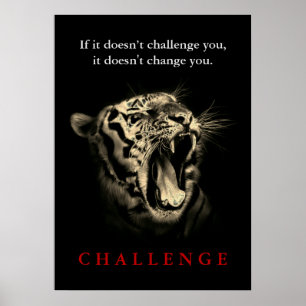 Wild Tiger Motivatie Challenge  Sepia Poster