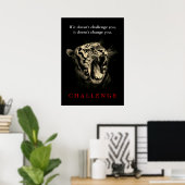 Wild Tiger Motivatie Challenge  Sepia Poster (Thuiskantoor)