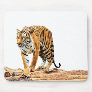 Wild Tiger op een logboek Muismat